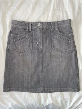 Ann Taylor Gray Denim Mini Skirt